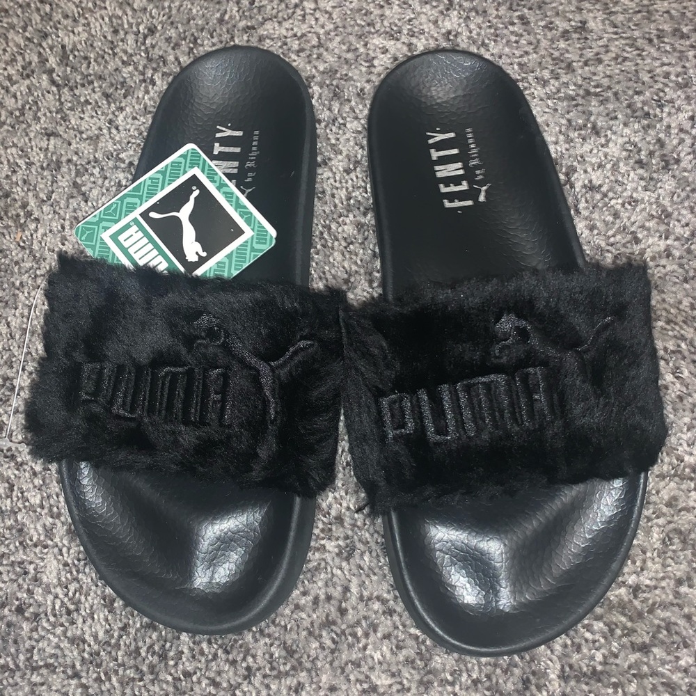 Fenty Puma Fur Slides Black